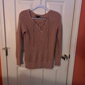 American Eagle Outfitters V-Neck Lace-Up Sweater